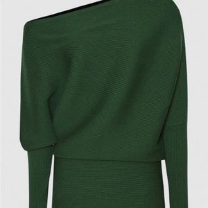 Reiss LORNA ASYMMETRIC KNITTED TOP - Green